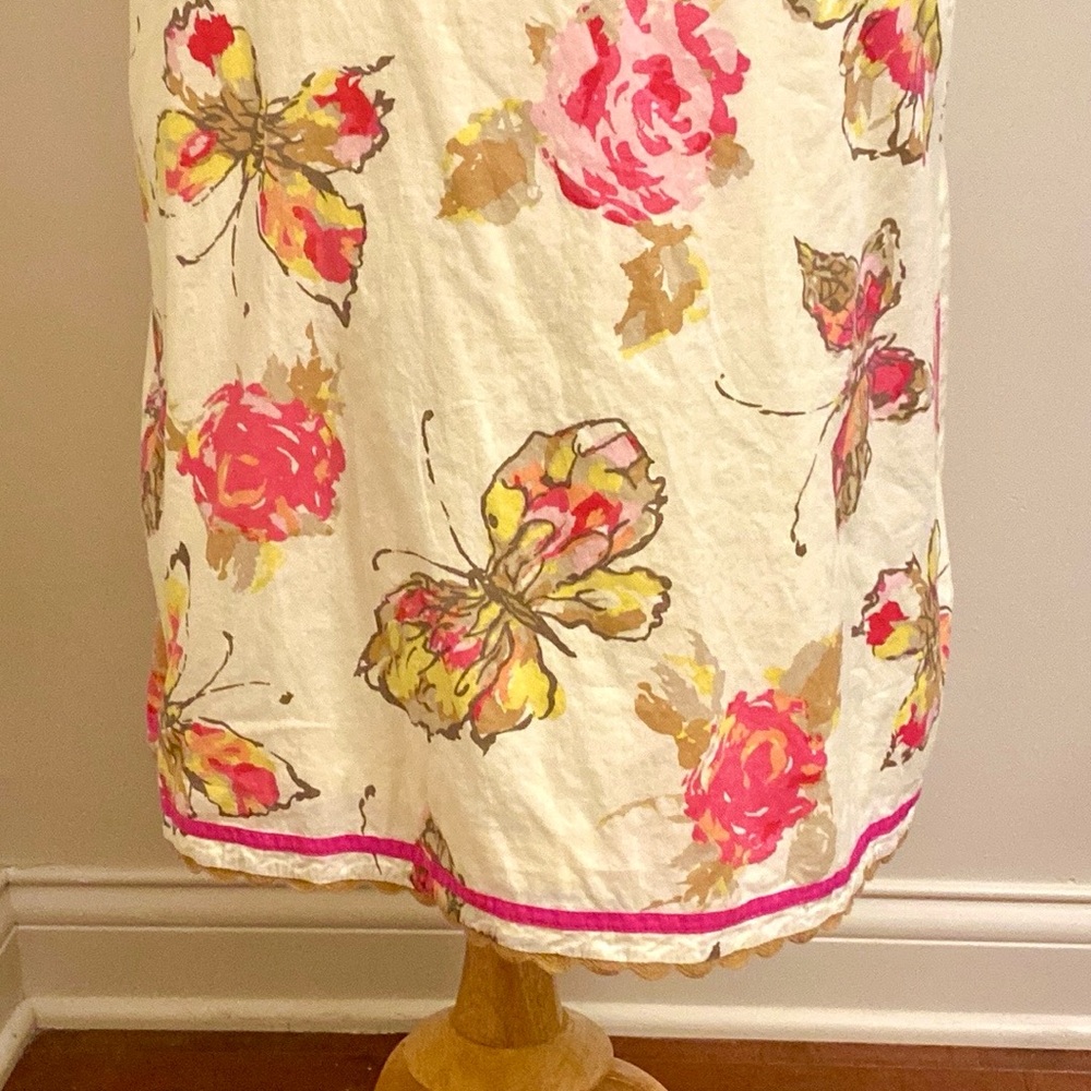 J. Jill Petite Vintage Yellow Pink Floral Butterfly XSP Boho Chic Spring Skirt - Picture 3 of 12